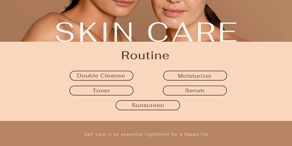 Skincare routine Twitter post template earth tone design