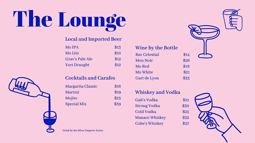 The lounge menu blog banner template