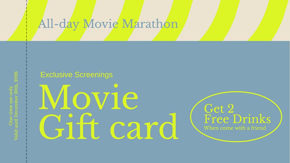 Movie gift card voucher template