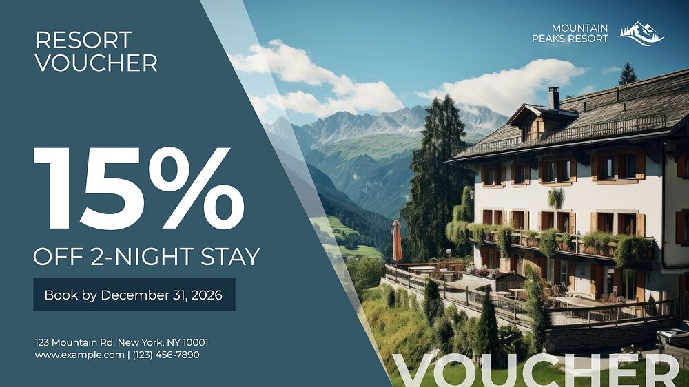 Mountain resort voucher template