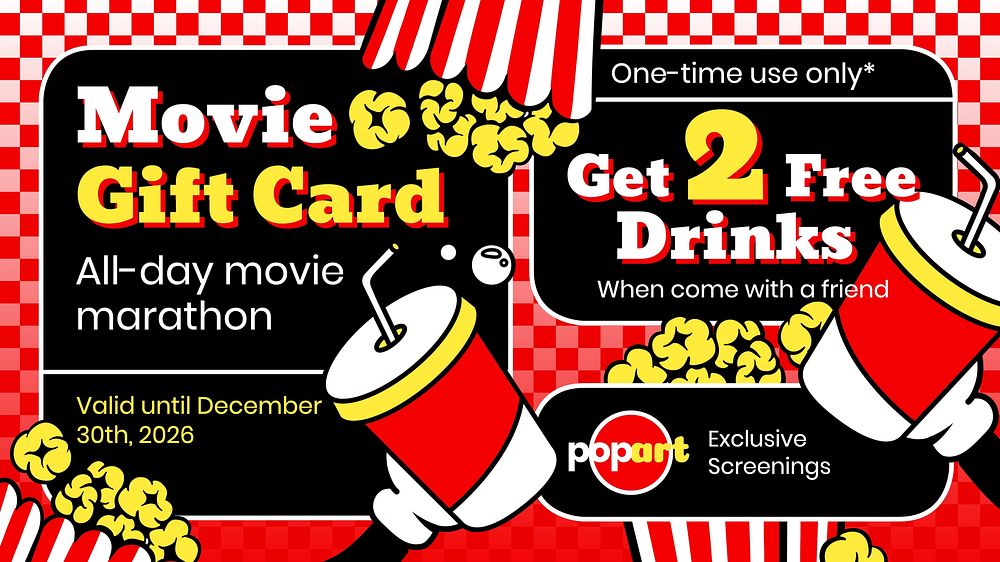 Movie gift card voucher template  design