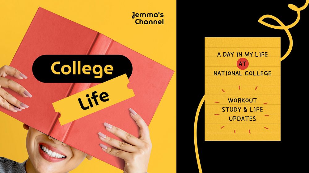 College life vlog Youtube cover template