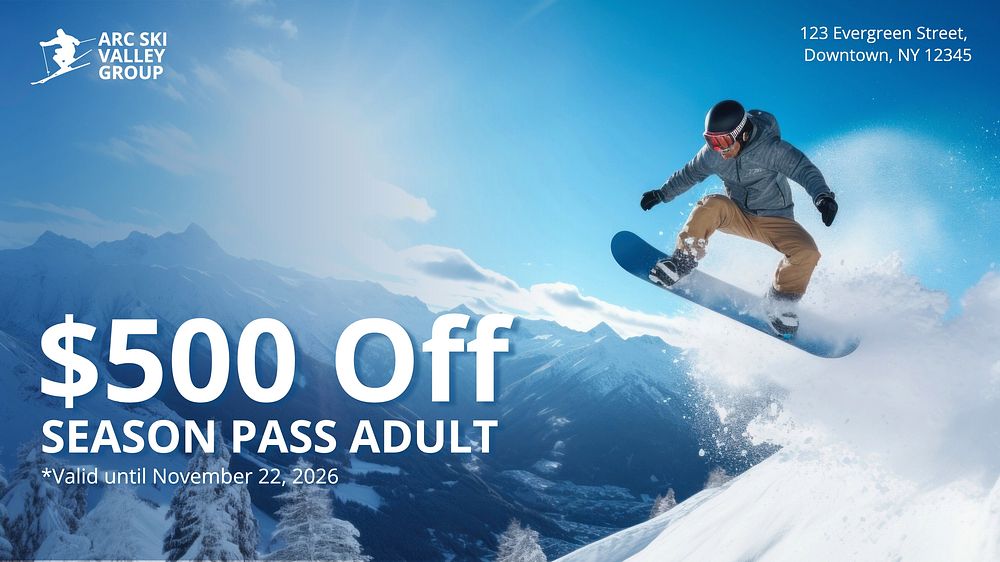 Ski pass voucher template