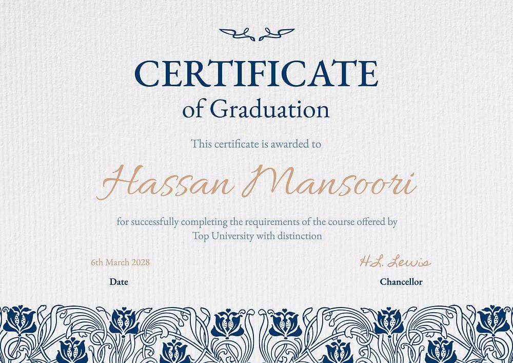 Certificate of graduation template