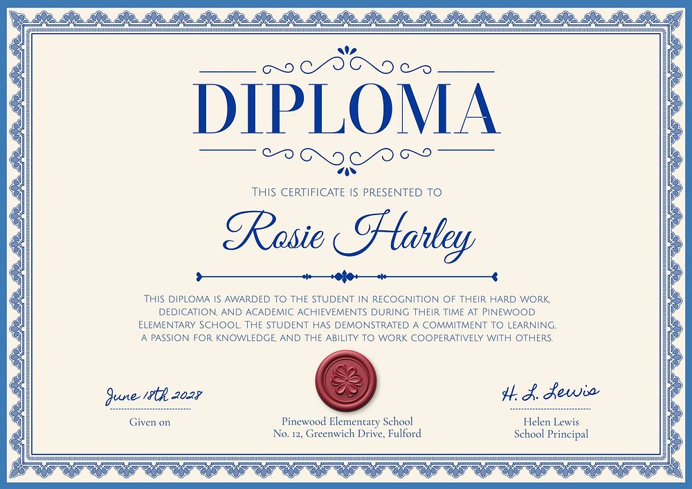 Graduation diploma template