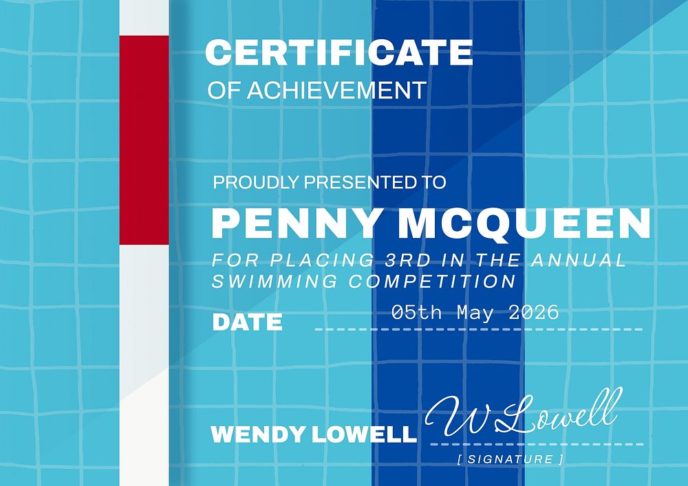 Sports certificate of achievement template, editable design