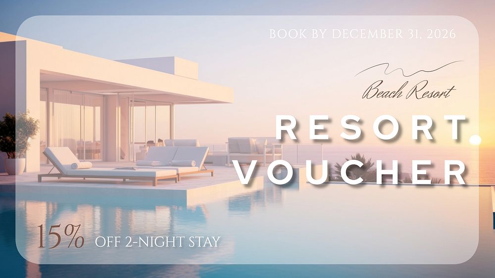 Beach resort voucher template