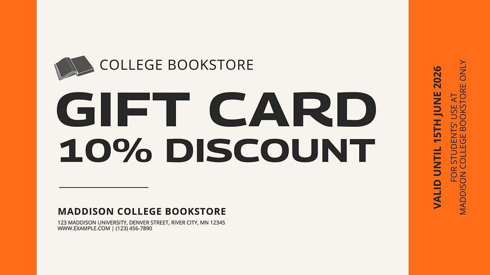 Bookstore gift card template