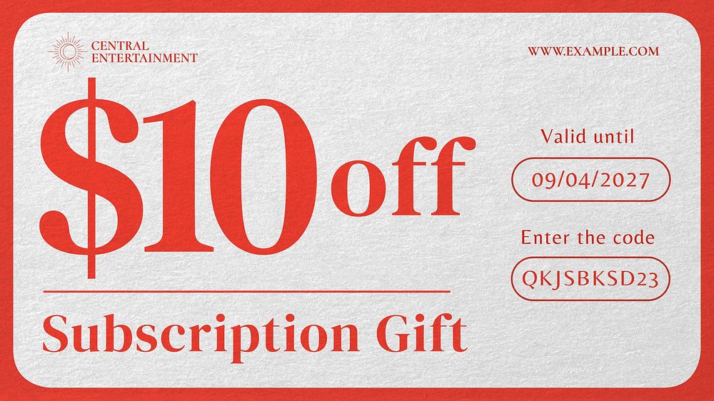 Subscription gift card template