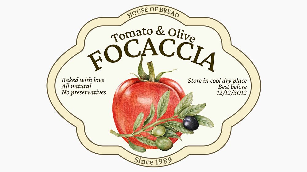 Focaccia bread  label template  design