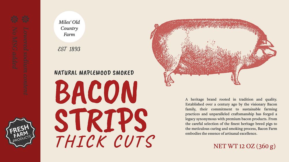 Smoked bacon label template  design