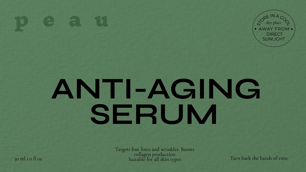 Anti-aging serum label template