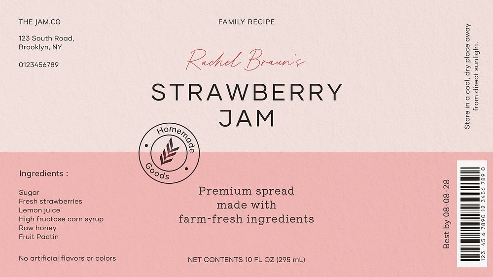 Strawberry jam label template