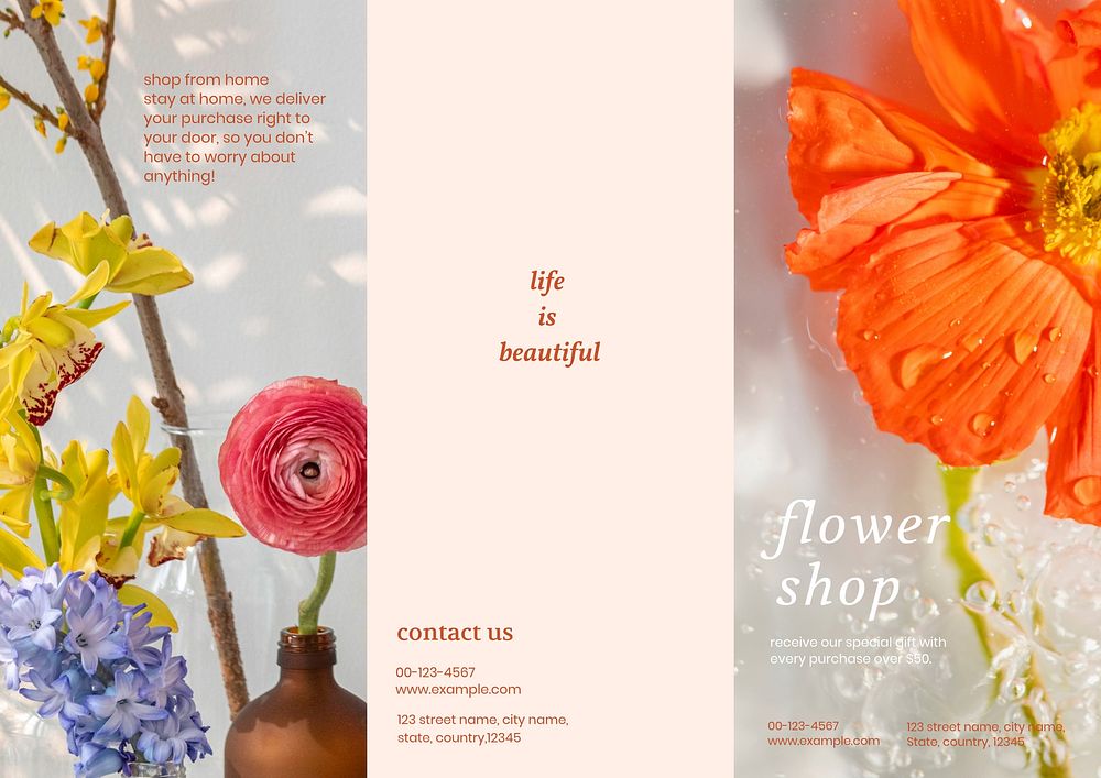 Flower shop brochure template small business design 