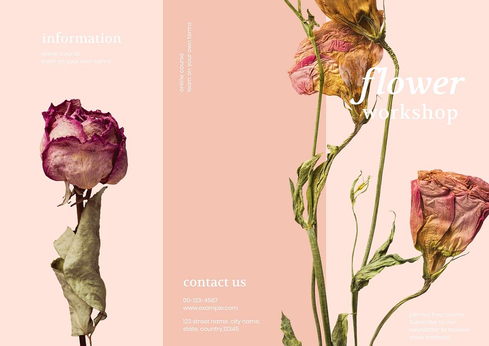 Flower workshop brochure template, feminine design 