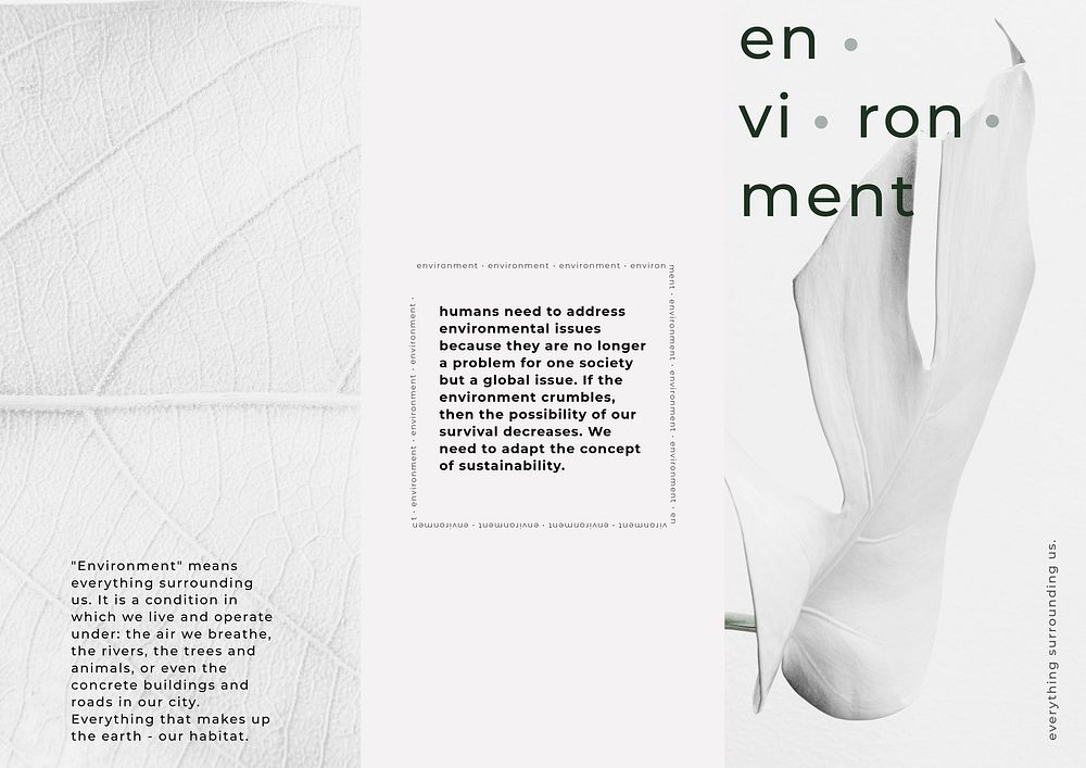Editable environment brochure template, white design 