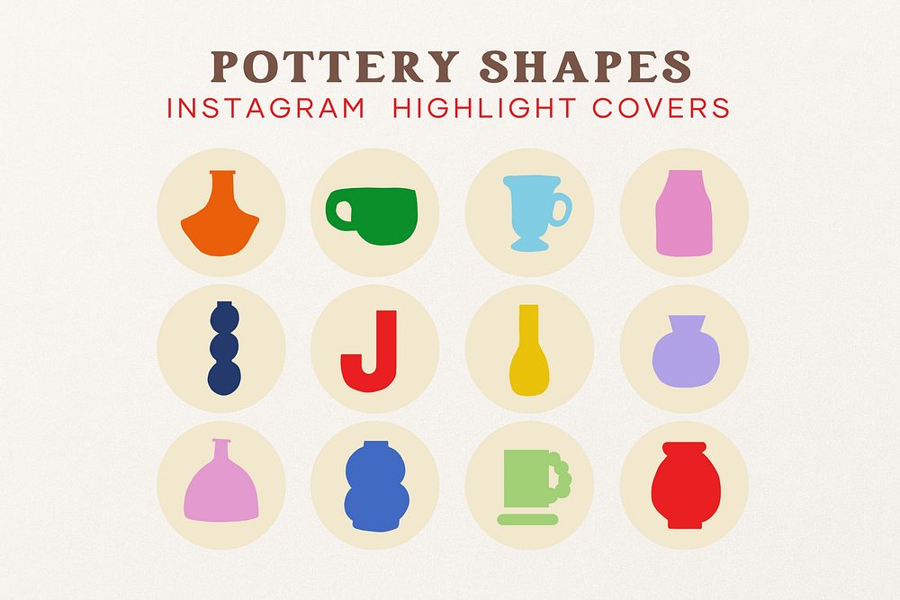 Pottery shapes Instagram story highlight cover template set