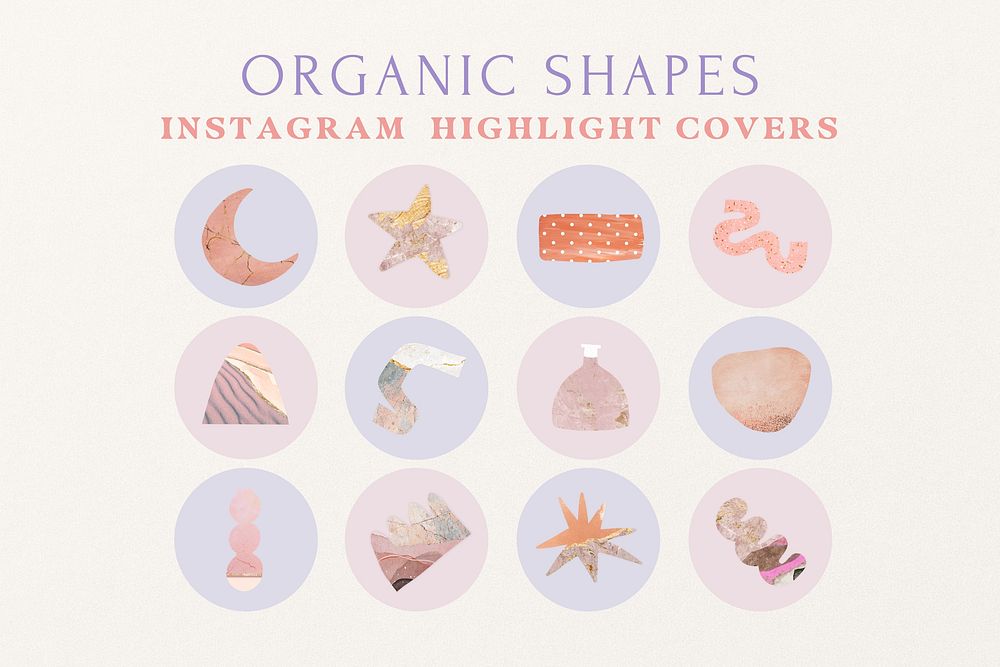 Organic shapes Instagram story highlight cover template set