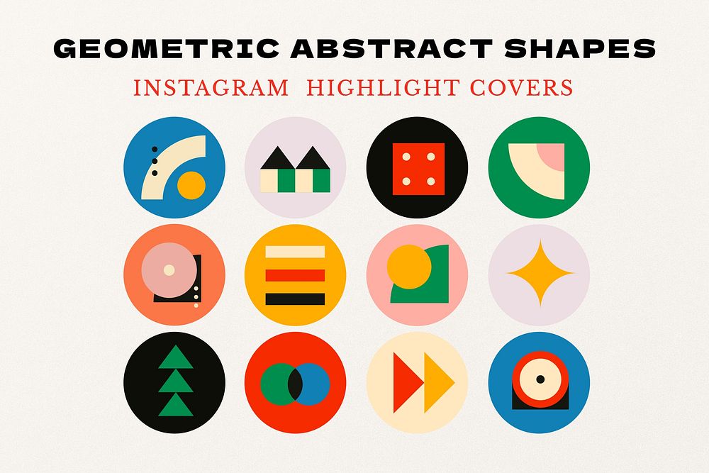 Geometric abstract shape Instagram story highlight cover template set