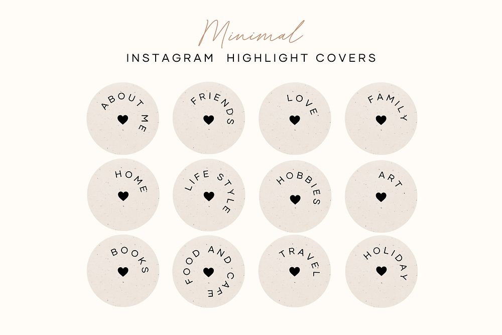 Minimal heart Instagram story highlight cover template set