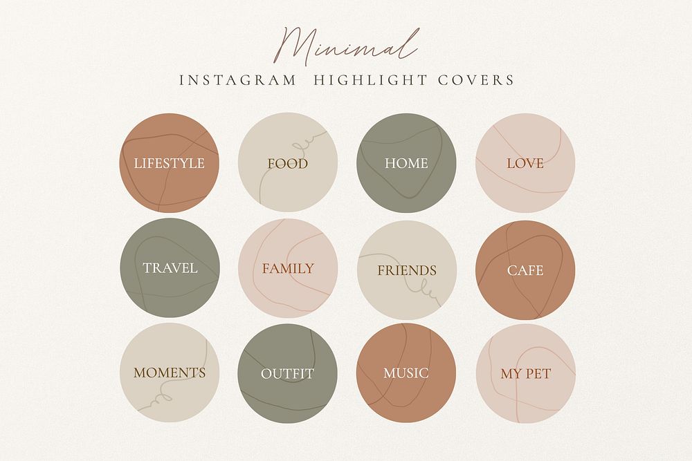 Minimal earth tone Instagram story highlight cover template set