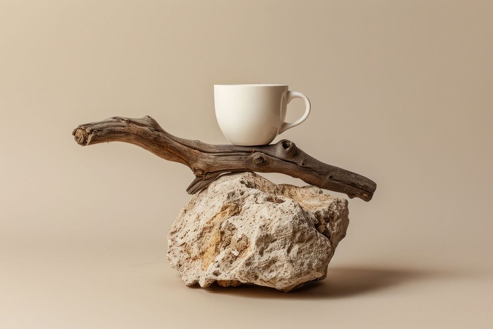 Coffee cup mockup wood driftwood mug.