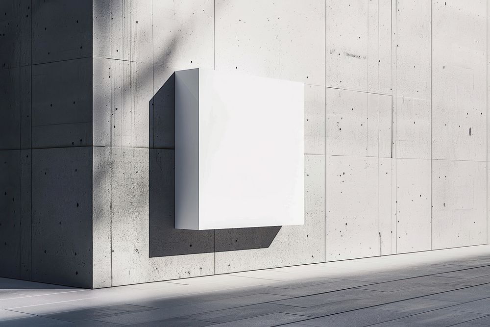 White outdoor logo sign mockup building architecture letterbox.