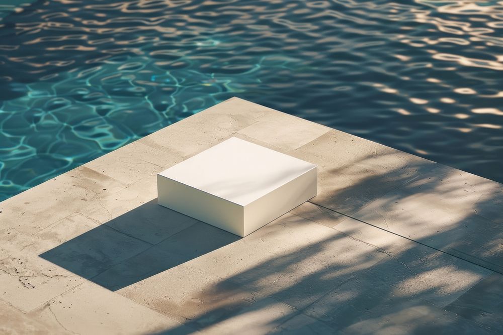 Box mockup pool swimming pool furniture.