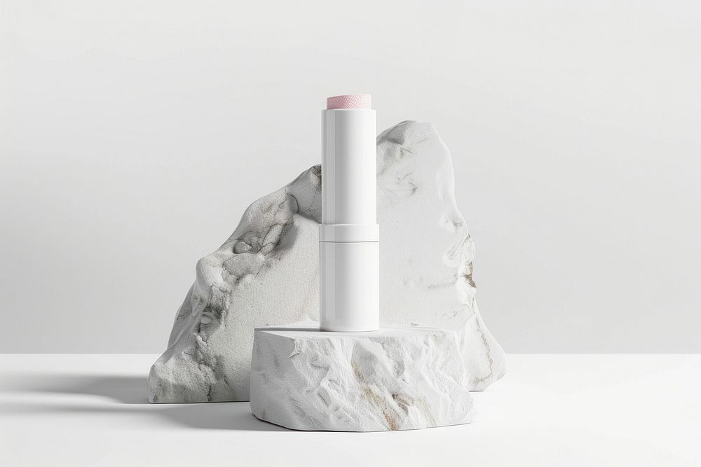 A Blush stick mockup cosmetics lipstick smoke pipe.