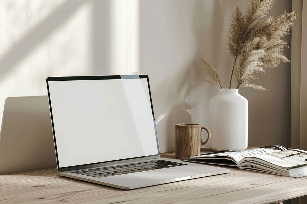 Laptop display table desk. | Free Photo - rawpixel