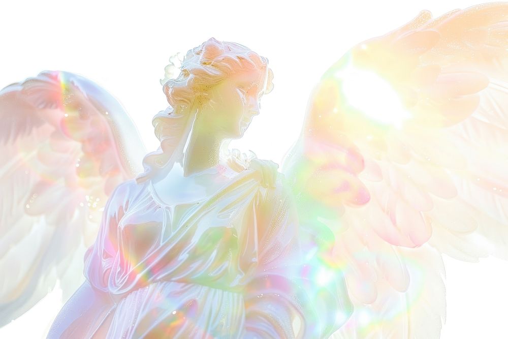 Holographic angel statue archangel person human.