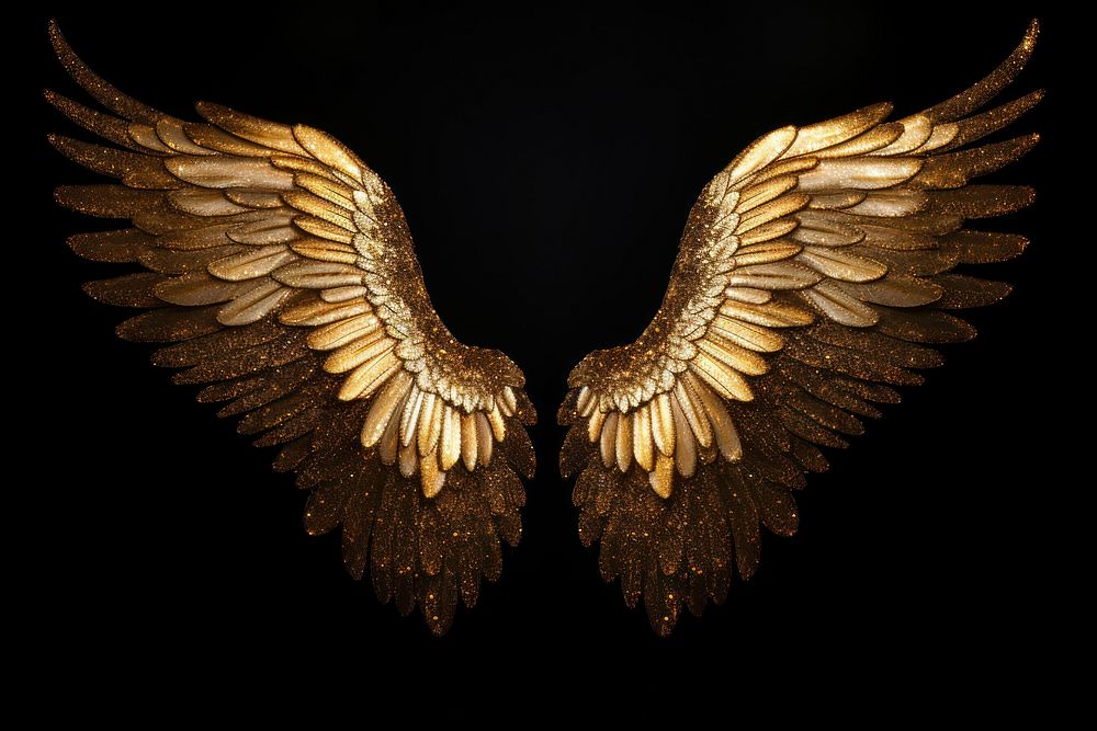 Gold glitter angel wing accessories accessory necklace.