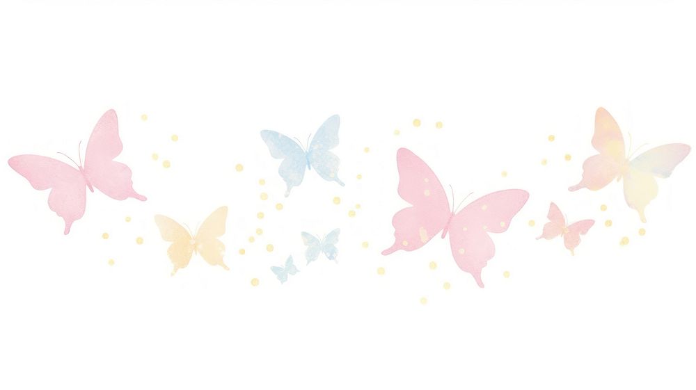 Butterflies as divider watercolor graphics blossom pattern.