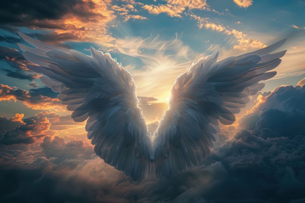 Angel wings archangel outdoors scenery.