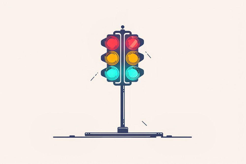 Traffic light flat illustration machine pump gas pump.