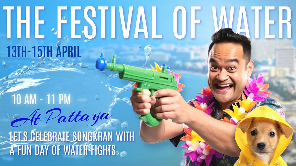 Songkran water festival blog banner template