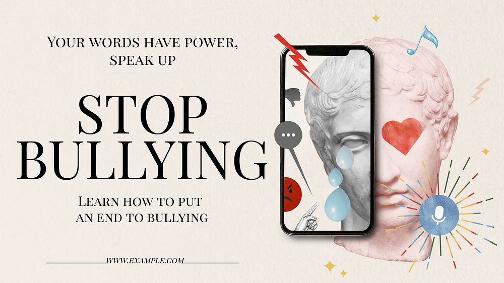 Stop bullying  blog banner template