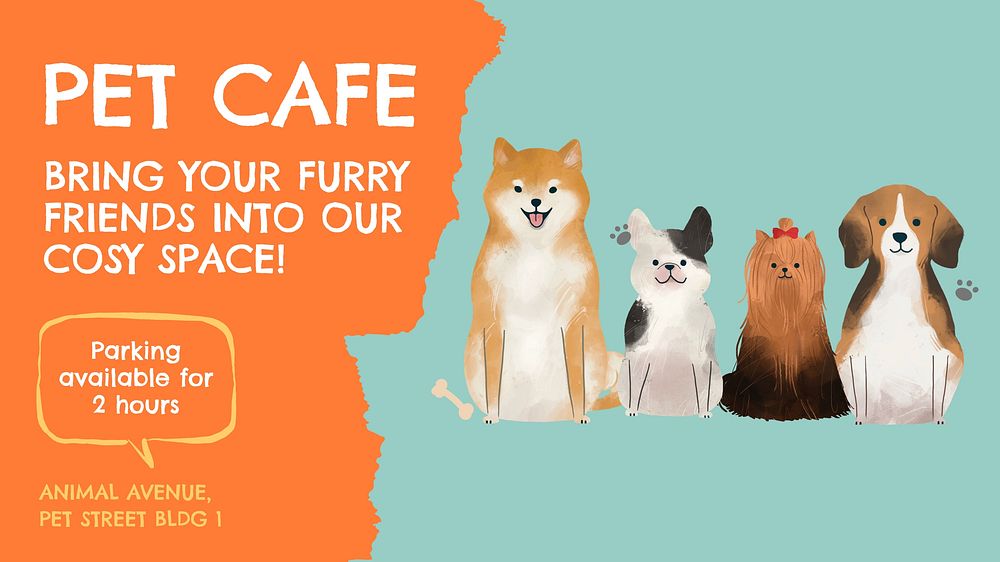 Pet cafe  blog banner template