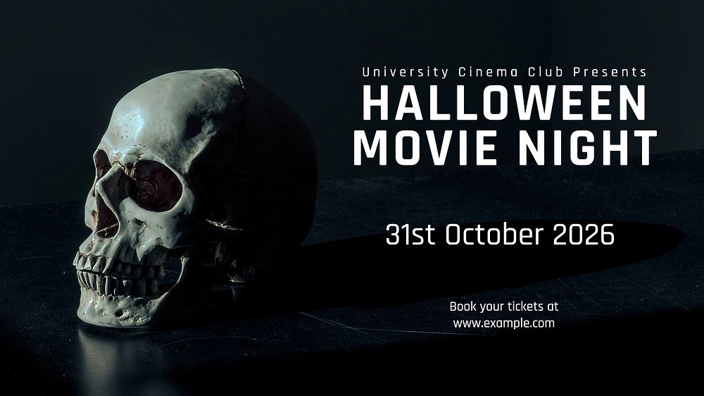 Halloween movie night  blog banner template