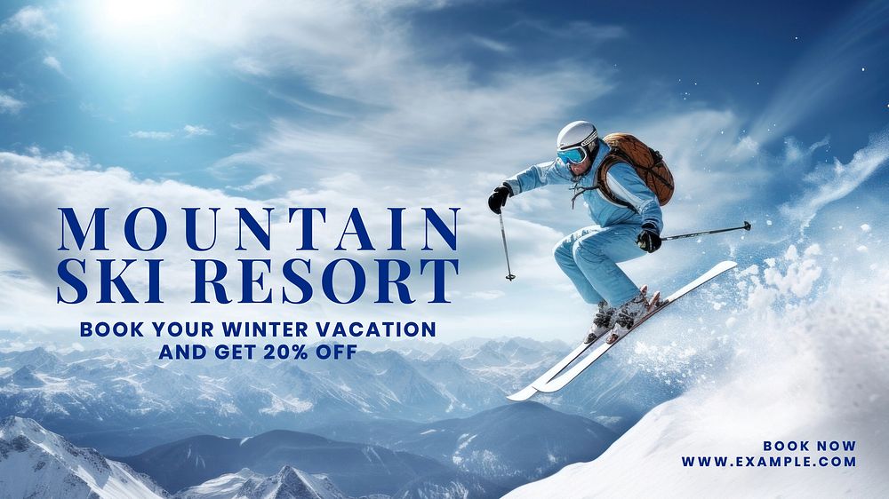 Mountain ski resort blog banner template