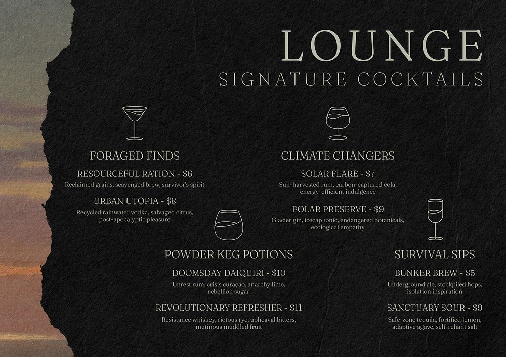 Cocktail menu card template