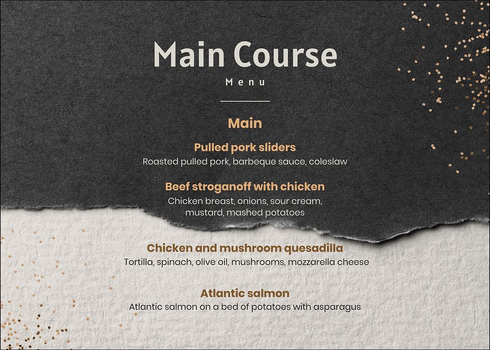 Main course menu template | Free Photo - rawpixel