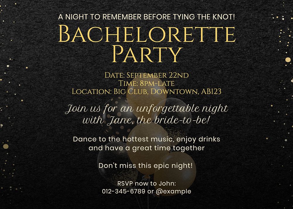 Bachelorette party invitation template