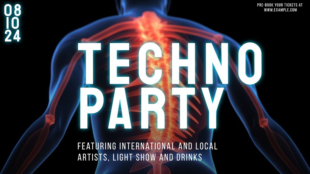 Techno party blog banner template