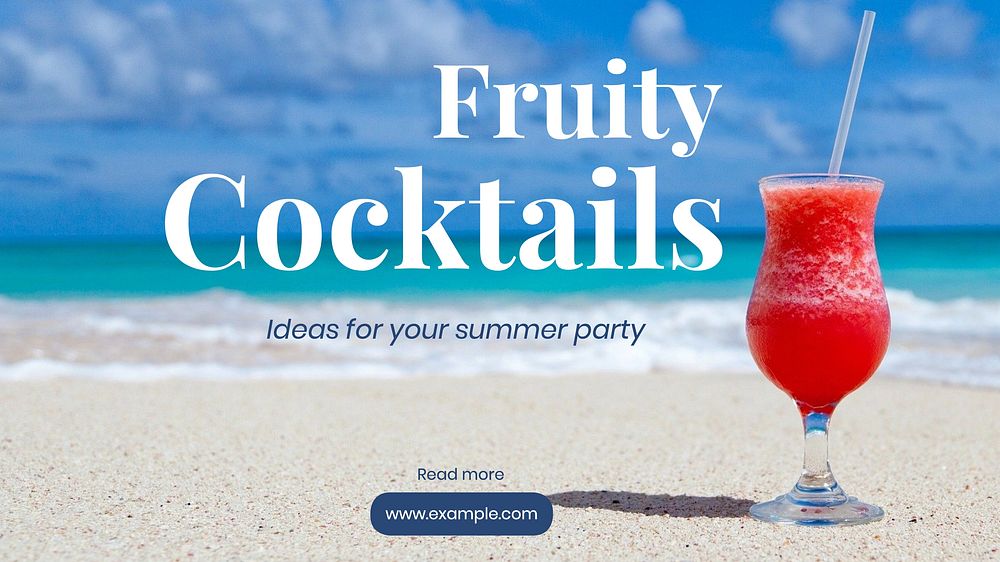 Fruity cocktails blog banner template