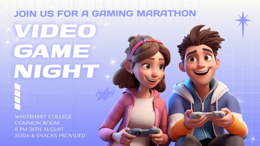 Video game night blog banner template