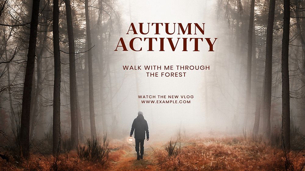 Autumn forest walk blog banner template
