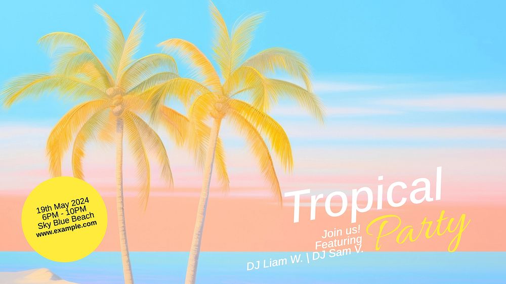 Tropical party blog banner template