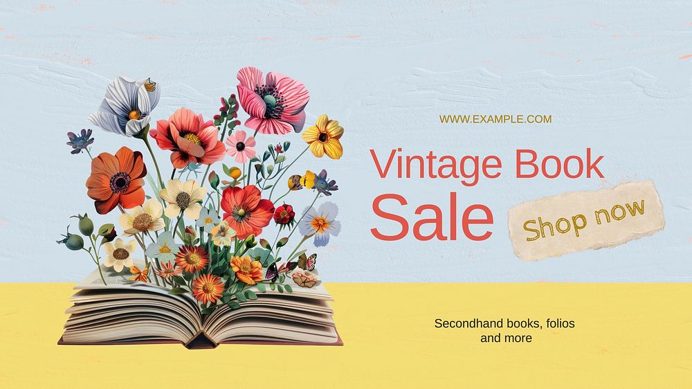 Vintage book sale blog banner template