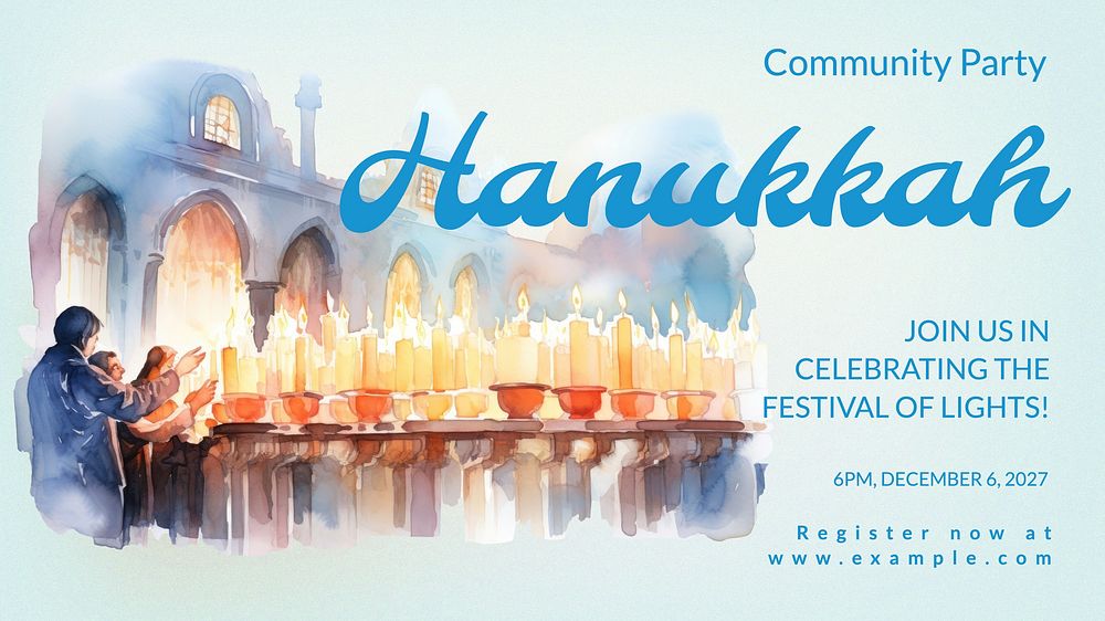 Hanukkah community party blog banner template